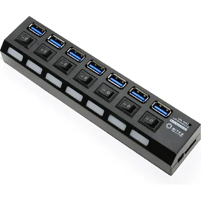USB-концентратор USB 5bites HB37-303PBK 7*USB3.0 / БП 5В-2А / 1.2M / черный