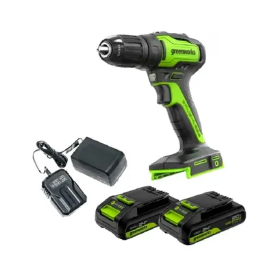 Дрель-шуруповерт Greenworks 3704007CUC, 24V, бесщеточный, 35Нм, 2×2Ач