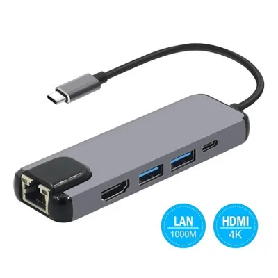 Порт-репликатор KS-is - KS-561, 1-HDMI, 1-RJ45, 2-USB3.0 Type A, PD 100 Вт, цвет серый, KS-561