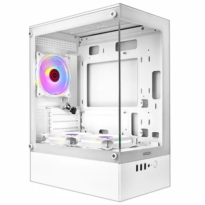 Компьютерный корпус Ginzzu CL485 mATX FAN 3*12LD4 передняя панель Стекло белый