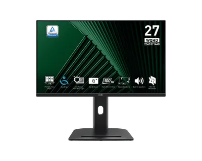 Монитор MSI PRO MP275QPG 27" 16:9 WQHD(2560x1440) IPS Flat,1ms(MPRT),1300:1,100M:1,300nit,178/178,2xHDMI 2.0,DP 1.2,Speaker,Tilt,Swivel,Height,Pivot,VESA,100Hz,Black,1y war-ty