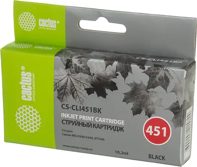 Картридж Cactus CLI-451BK струйный Cactus CS-CLI451BK black для Canon MG 6340/5440/IP7240 (9,8ml)