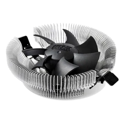 Кулер для процессора/ CPU Cooler PCCooler E80 (65W, 3-pin, 42mm, Al/Cu, -mm, 1x80mm, 29.61CFM, 22dBA, 2000RPM, S: 1851/1700/1200/115X, AM5/AM4, silver, black)