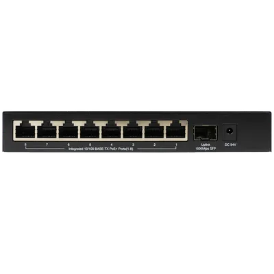 Коммутатор Origo OS1209P/A1A, неуправляемый, 8×100M PoE+, 1×SFP, 80 Вт
