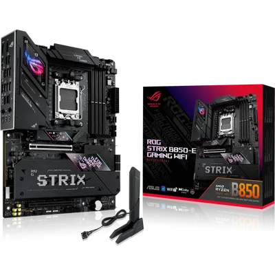Материнская плата ASUS ROG STRIX B850-E GAMING WIFI, AM5, AMD B850, 4xDDR5, 4xSATA, 5xM.2, 1xPCIe 5.0 x16, 1xPCIe 4.0 x16, DisplayPort, HDMI, 1x5Gb LAN, USB Type-C, 3x3.5 мм, 7.1, ATX