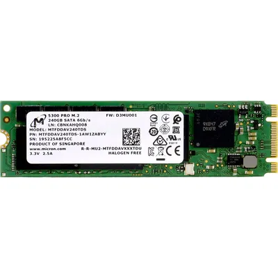 Твердотельный накопитель Micron 5300PRO 240GB SATA M.2(22x80mm) 3D TLC R540/W310MB/s MTTF 3М 67000/40000 IOPS 657TBW SSD Enterprise Solid State Drive, 1 year, OEM
