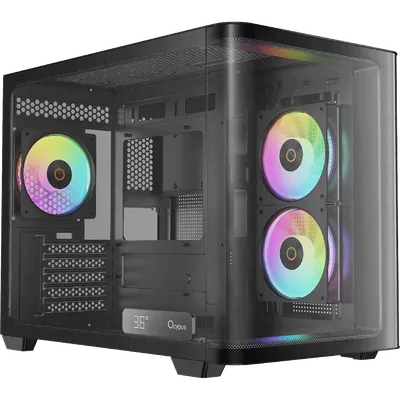 Корпус ПК без блока питания/ Case Ocypus Iota C50 Curve BK ARGB, Mini-Tower, TG, 3x120mm ARGB, 2xUSB-A 3.0 + 1xUSB-C, mATX, mITX Black