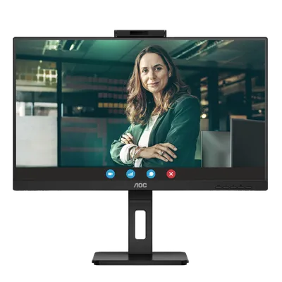 Монитор 27" AOC Q27P3QW  IPS, 2560x1440, 75Hz, 4ms, 350сd/m, 1000:1 | 2xHDMI(1.4), DP(1.2), 4xUSB 3.2 | HAS, Pivot, Swivel, InPSU, Speakers, Cam, Vesa 100, Black