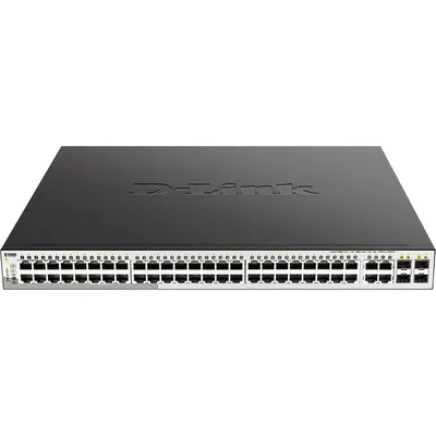 Коммутатор D-Link DGS-1210-52MP/F4A, L2, 48×1GbE PoE, 4×Combo, 370 Вт