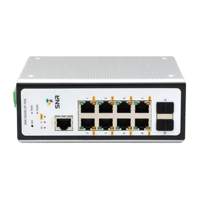 SNR SNR-S215Gi-8T-POE Управляемый промышленный Web Smart PoE коммутатор уровня 2, 8 портов 10/100/1000Base-T, 2 порта 100/1000Base-X (SFP), бюджет PoE 180 Вт, два входа питания RPS 50-57V DC.
