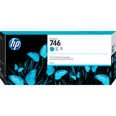 Картридж струйный для плоттера HP (P2V80A) DesignJet Z6, Z9+, 300 мл, голубой, оригинальный