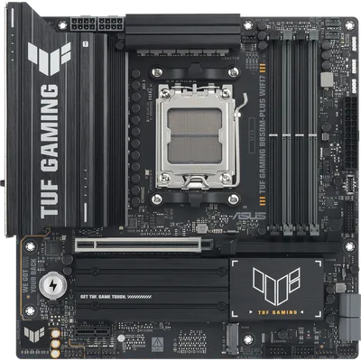 Материнская плата Asus TUF GAMING B850M-PLUS WIFI7, AM5, AMD B850, 4xDDR5, 4xSATA, 3xM.2, 1xPCIe 5.0 x16, 1xPCIe 3.0 x1, 1xDP, 1xHDMI, 1x2.5Gb LAN, Wi-Fi 7, Bluetooth 5.4, 1xUSB-C 20Gbps, 3xUSB-A 10Gbps, 4xUSB-A 5Gbps, 4xUSB-A 2.0, 3x3.5 мм, 7.1, mATX