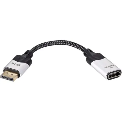 Кабель-переходник DisplayPort-HDMI 4K, 15см, черный/серебристый VCOM Premium CG621M (CG621M-0.15)