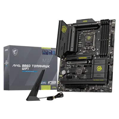 Материнская плата MSI MAG B860 TOMAHAWK WIFI B860, LGA1851, 4*DDR5, 2*PCIEx16, 1*PCIEx1, 3*M.2, 3*TypeC, 4*USB3.2Gen2, 2*USB3.2Gen1, 8*USB2.0, 4*SATA3.0, 5G, Type-C(DP), DP, HDMI, ATX, RTL