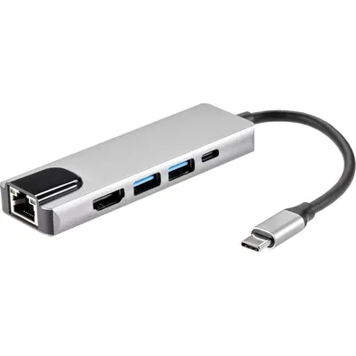 Адаптер IOpen ACU435M, USB 3.1 Type-C → HDMI/RJ45/2×USB3.0/PD