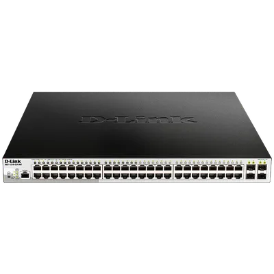 Коммутатор D-Link DGS-1210-52P/ME/B1A, L2, 48×1GbE PoE, 4×SFP, PoE 193W