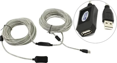 Кабель-адаптер USB2.0-repeater, удлинительный активный <Am-->Af> 20м Aopen