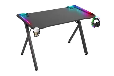 Стол компьютерный Defender 64330, игровой, RGB, 120×60×75 см, черный