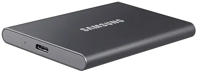 Внешние HDD и SSD/ Samsung External SSD T7, 2000GB, Type-C, USB 3.2 Gen2, R/W 1050/1000MB/s, 85x57x8mm, Titan Gray (12 мес.)