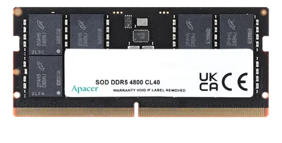 Оперативная память Apacer  DDR5  16GB  4800MHz SO-DIMM (PC5-38400) CL40 1.1V (Retail) 2048*8  3 years (AS16GHB48CTBBGH/FS.16G2A.PTH)