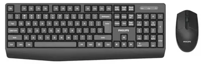 Комплект Philips SPT6337B/60, клавиатура+мышь, 2.4 ГГц, 104 клав., 1600dpi