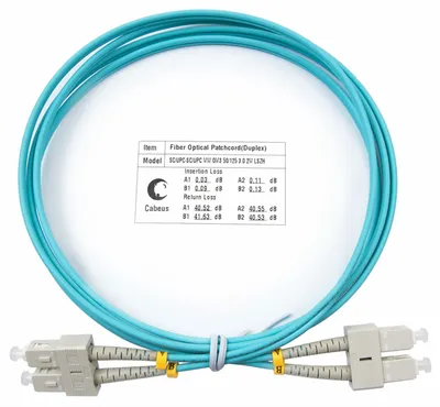 Оптический патч-корд Cabeus, многомодовый, SC/UPC - SC/UPC, SC(UPC) - SC(UPC), 50/125 мкм, LSZH, голубой, 2 м, FOP-50-SC-SC-2m