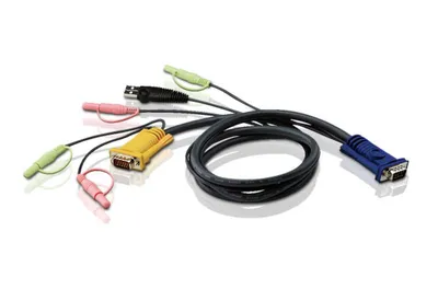 KVM-кабель ATEN - USB, SPHD (Male) + 2xMiniJack (Male) - D-Sub (Male) + USB Type A (Male) + 2xMiniJack (Male), 1.8 м, 2L-5302U