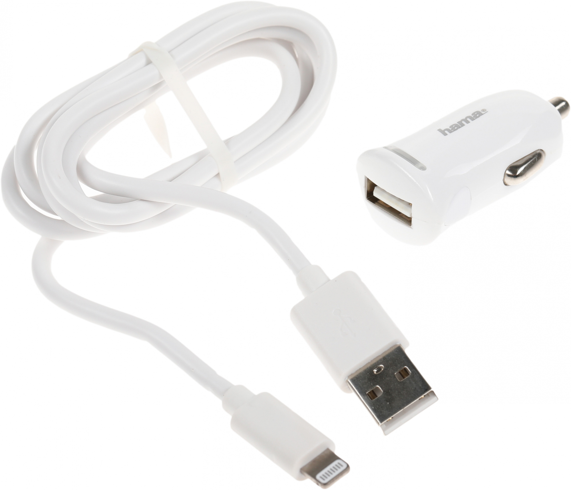 Автомобильное зар./устр. Hama H-183266 2.4A USB для Apple белый (00183266)