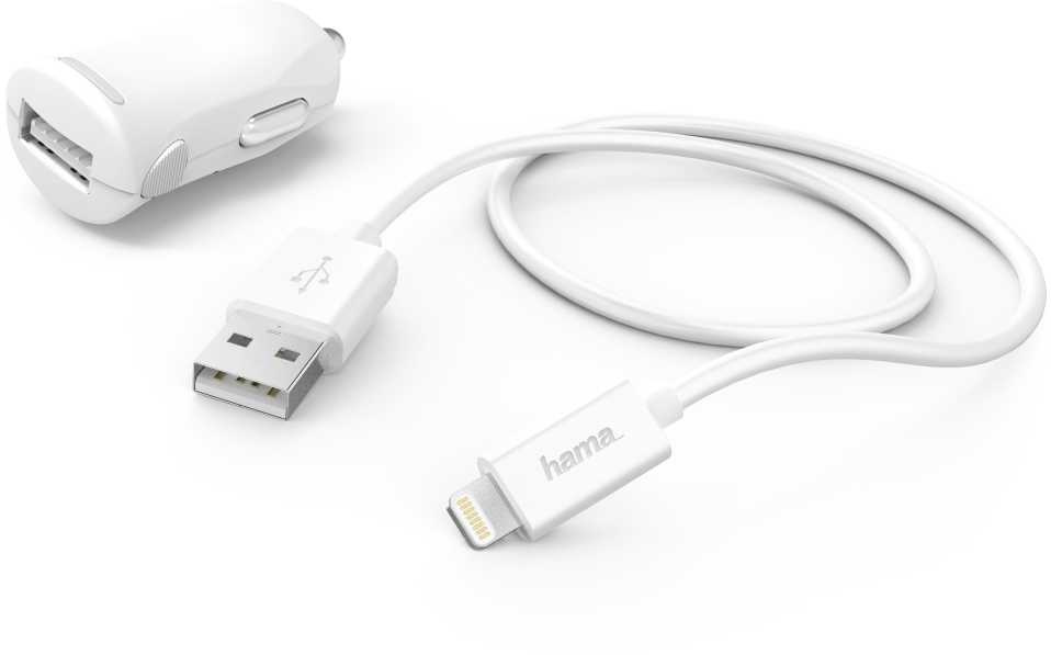 Автомобильное зар./устр. Hama H-183266 2.4A USB для Apple белый (00183266)
