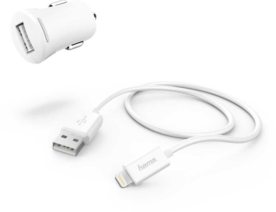 Автомобильное зар./устр. Hama H-183266 2.4A USB для Apple белый (00183266)