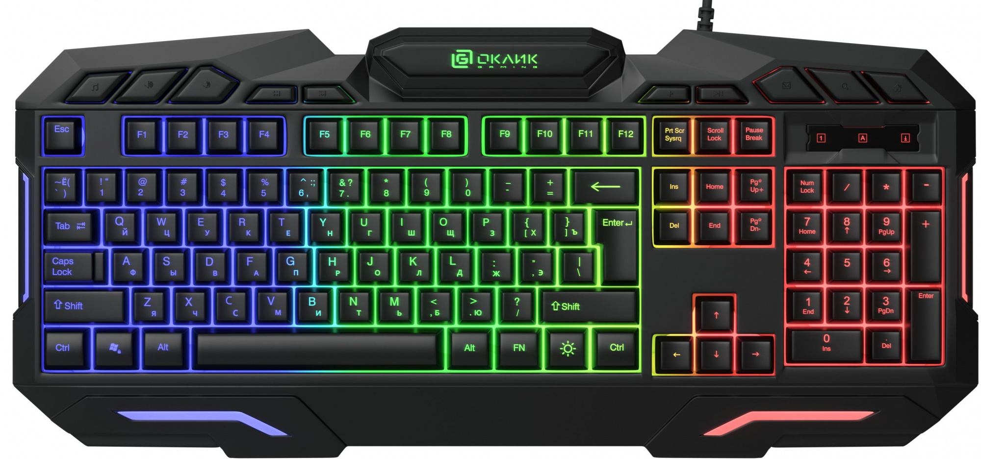 Клавиатура Оклик 700G Dynasty черный USB Multimedia for gamer LED