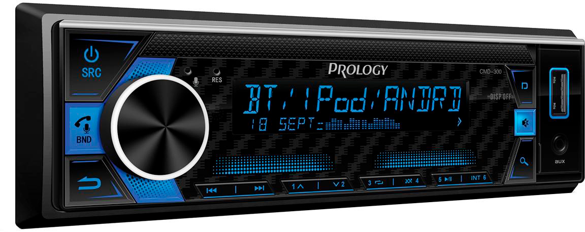 Автомагнитола Prology CMD-300 1DIN 4x55Вт AUX DSP 3 ПДУ RDS (PRCMD300)