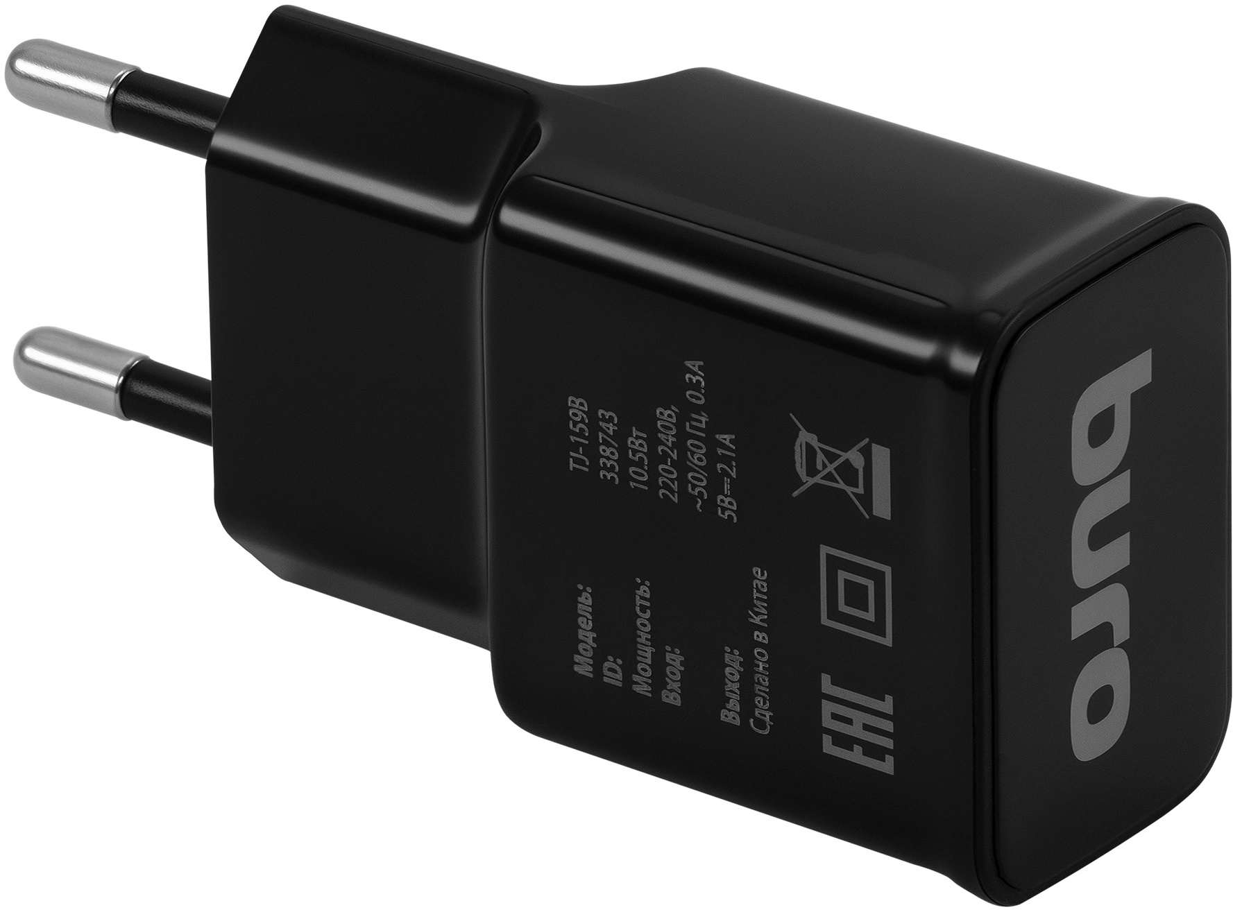 Сетевое зар./устр. Buro TJ-159b 10.5W 2.1A USB-A универсальное черный